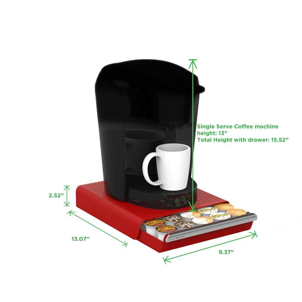 Coupe 30-Capacity Red Coffee Pod Drawer by Mind Reader 5 Coupe 30-Capacity Red Coffee Pod Drawer by Mind Reader - Image 5