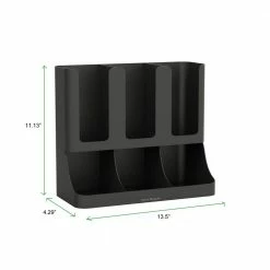 Flume 6-Compartment Black Coffee Condiment Organizer by Mind Reader -Deals Mind Reader Store mind reader condiment servers upright6 blk 44 1000