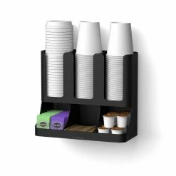 Flume 6-Compartment Black Coffee Condiment Organizer by Mind Reader -Deals Mind Reader Store mind reader condiment servers upright6 blk 4f 1000