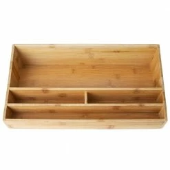 Bamboo Breakroom Organizer, 6-Compartments for Utensils, Coffee, Condiments, Brown by Mind Reader -Deals Mind Reader Store mind reader condiment servers versebm brn 4f 1000