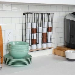 Wall Mount Single Serve Coffee Black Pod Dispenser 5-Compartments, 35-Coffee Pod Capacity by Mind Reader -Deals Mind Reader Store mind reader condiment servers wmnt5c blk fa 1000