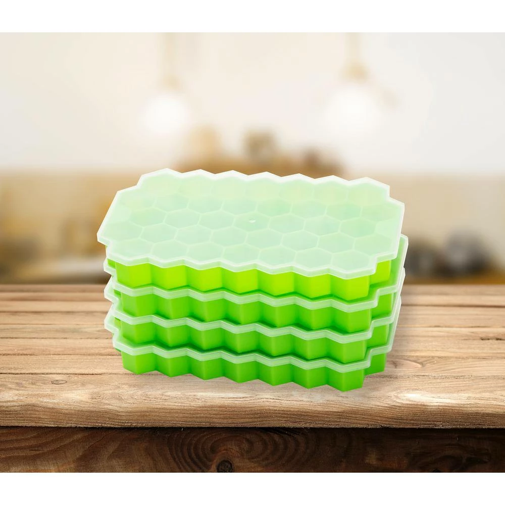 Silicone Green Hexagon Ice Mold Ice Trays (Set of 4) by Mind Reader 7 Silicone Green Hexagon Ice Mold Ice Trays (Set of 4) by Mind Reader - Image 7