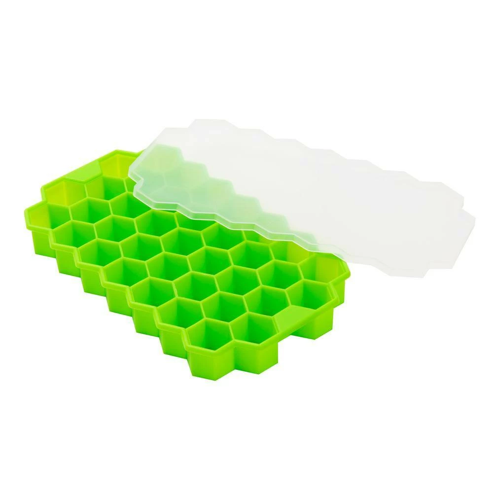 Silicone Green Hexagon Ice Mold Ice Trays (Set of 4) by Mind Reader 3 Silicone Green Hexagon Ice Mold Ice Trays (Set of 4) by Mind Reader - Image 3