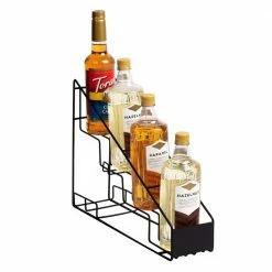 Metal, Black, Alloy Collection, 4-Compartment Graduated Bottle Stand, Countertop Organizer by Mind Reader
