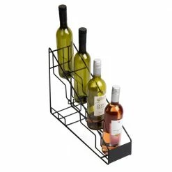 Metal, Black, Alloy Collection, 4-Compartment Graduated Bottle Stand, Countertop Organizer by Mind Reader -Deals Mind Reader Store mind reader wine totes irsyr4 blk 76 1000