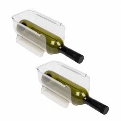 Clear Wine Bottle Plastic Storage Bin (Set of 2) by Mind Reader -Deals Mind Reader Store mind reader wine totes winboth2 clr 76 1000