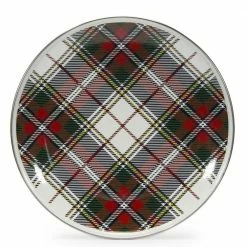 12.5 in. Highland Plaid Enamelware Round Charger Plate Set of 2 by Golden Rabbit