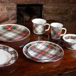 12.5 in. Highland Plaid Enamelware Round Charger Plate Set of 2 by Golden Rabbit 12 12.5 in. Highland Plaid Enamelware Round Charger Plate Set of 2 by Golden Rabbit -Deals Mind Reader Store multi golden rabbit charger plates hp36s2 76 1000