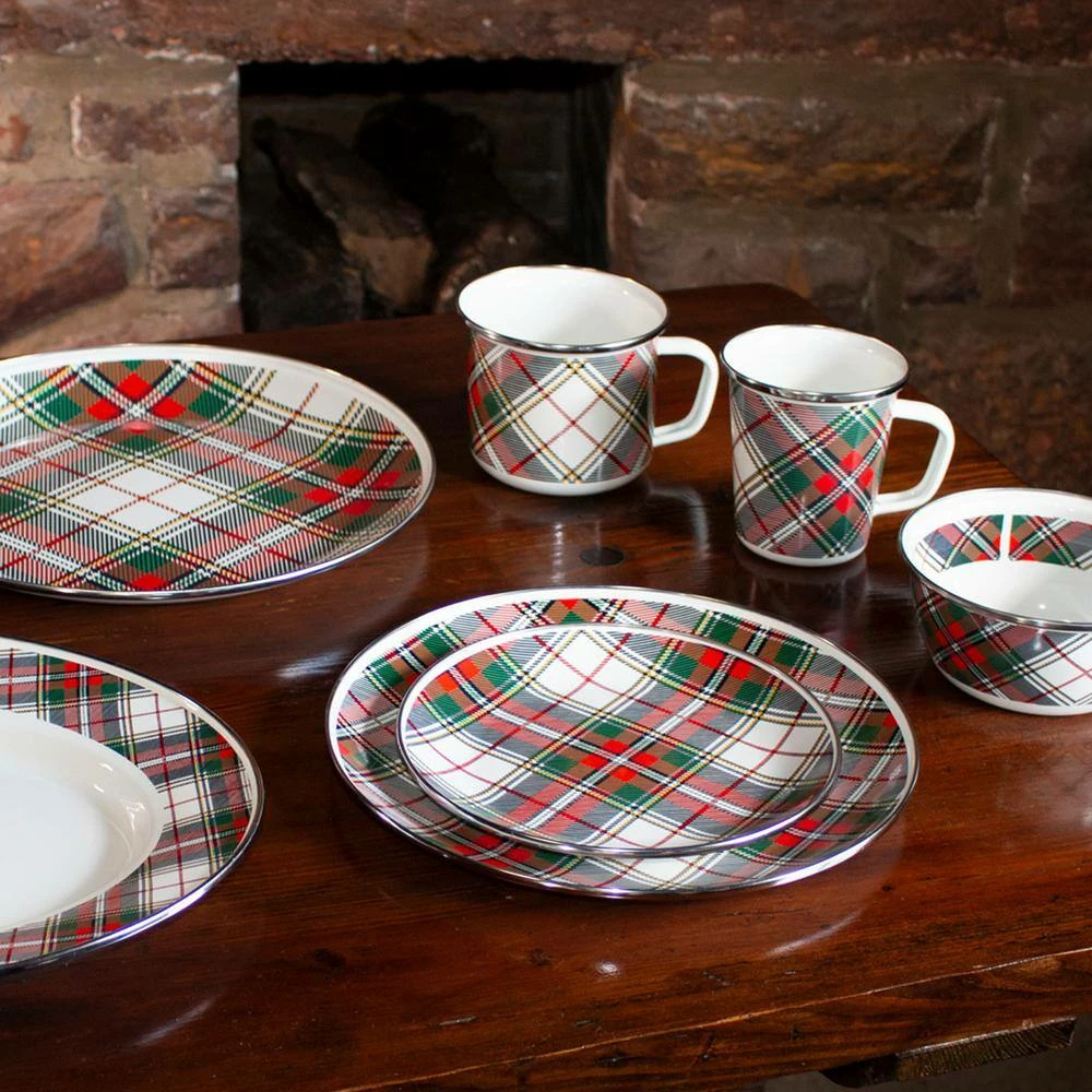 12.5 in. Highland Plaid Enamelware Round Charger Plate Set of 2 by Golden Rabbit 6 12.5 in. Highland Plaid Enamelware Round Charger Plate Set of 2 by Golden Rabbit - Image 6