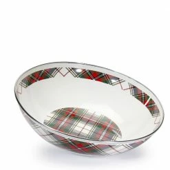 Highland Plaid 5 qt. Enamelware Round Catering Bowl by Golden Rabbit