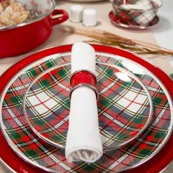 Highland Plaid 5 qt. Enamelware Round Catering Bowl by Golden Rabbit -Deals Mind Reader Store plaid golden rabbit serving bowls hp18 fa 1000