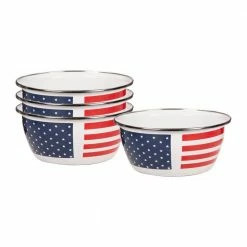 Stars and Stripes 24 fl. oz. Enamelware Salad Bowls (Set of 4) by Golden Rabbit