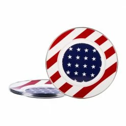 Stars and Stripes 10.5 in. Enamelware Round Dinner Plates (Set of 4) by Golden Rabbit