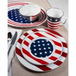 Stars and Stripes 12.5 in. Enamelware Round Chargers (Set of 2) by Golden Rabbit -Deals Mind Reader Store stars stripes golden rabbit dinner plates ss26s2 31 1000