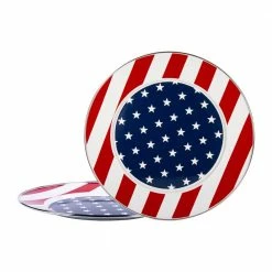 Stars and Stripes 12.5 in. Enamelware Round Chargers (Set of 2) by Golden Rabbit