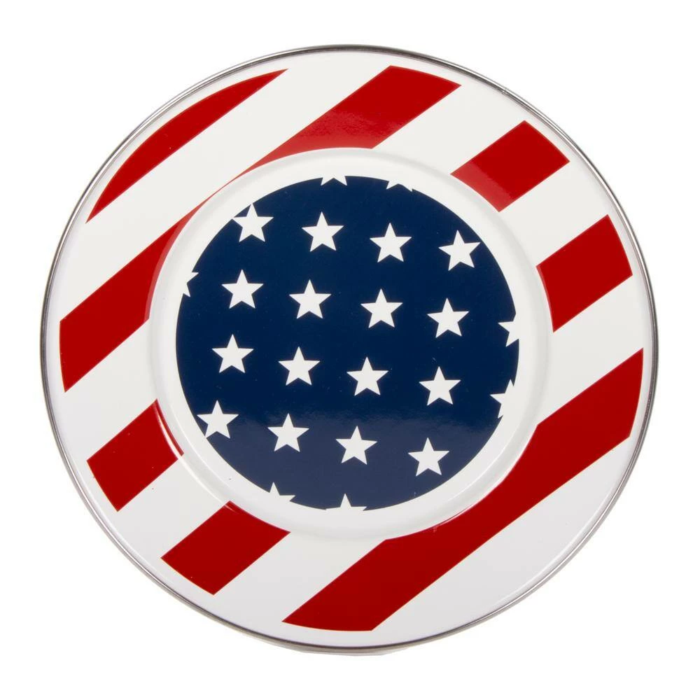 Stars and Stripes 8.5 in. Enamelware Round Sandwich Plates (Set of 4) by Golden Rabbit 2 Stars and Stripes 8.5 in. Enamelware Round Sandwich Plates (Set of 4) by Golden Rabbit - Image 2