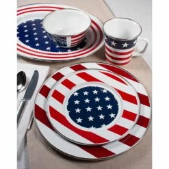 15.5 in. Stars and Stripes Enamelware Round Serving Tray by Golden Rabbit -Deals Mind Reader Store stars stripes golden rabbit serving trays ss21 31 1000