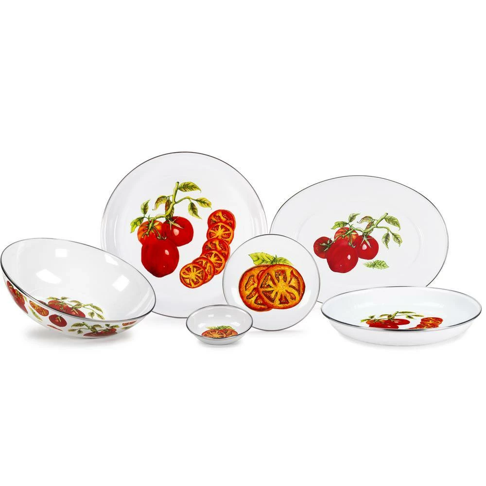 10 in. Tomatoes Enamelware Pasta Plate Set of 4 by Golden Rabbit 3 10 in. Tomatoes Enamelware Pasta Plate Set of 4 by Golden Rabbit - Image 3