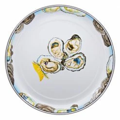 Oyster 15.5 in. White Enamelware Serving Tray by Golden Rabbit