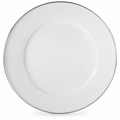 12.5 in. Solid White Enamelware Round Charger Plate Set of 2 by Golden Rabbit