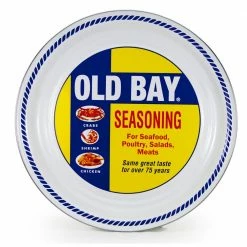20 in. Old Bay Enameled Steel Round Serving Tray by Golden Rabbit