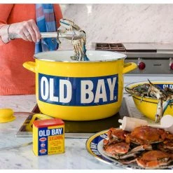 15 in. Old Bay Enameled Steel Round Serving Tray by Golden Rabbit -Deals Mind Reader Store yellow golden rabbit serving trays ob21 fa 1000